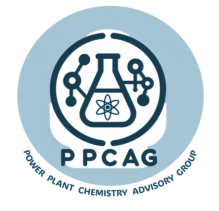 PPCAG icon. Beaker with an atom in the middle surrounded by molecules and all inside a circle.